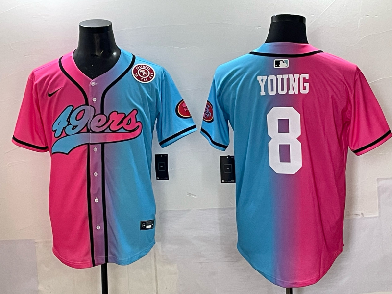 Men 2025 San Francisco 49ers #8 Young Pink Blue pink Nike Limited NFL Jersey 0011